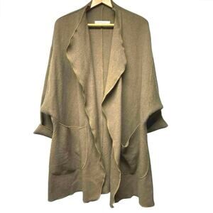 Elizabeth Suzann Brown Wool Studio Jacket Open Cardigan Size Large XL Oversized